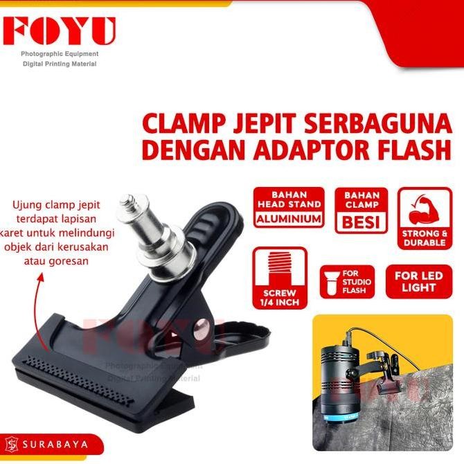 Clamp Klem Jepit Besi Spigot Pipa Serbaguna Adaptor Lampu Flash Copper Head