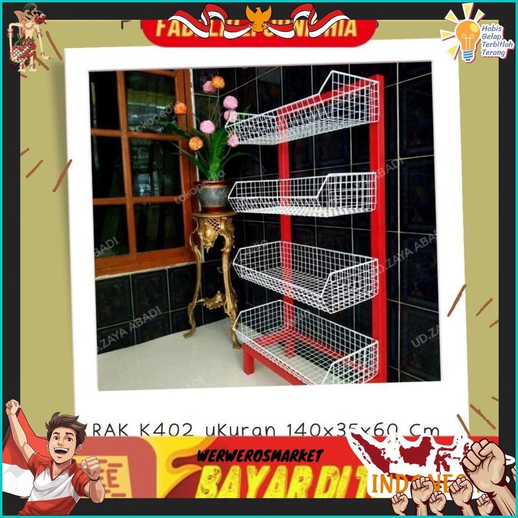 Rak [K402] Ceker Besi Merah/Rak Indomaret/Rak Besi Tebal/Rak Jualan/Rak Kuat Termurah Banget