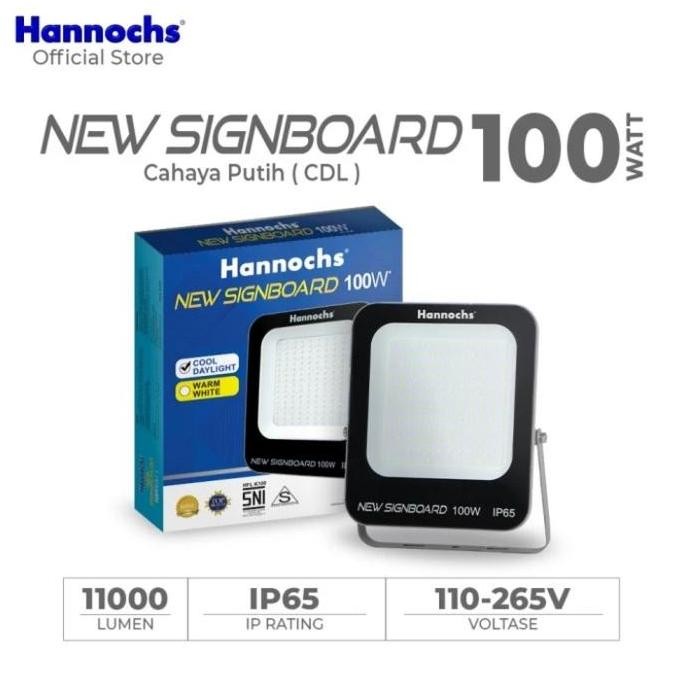 NEW Hannochs Lampu Sorot LED Flood Light Signboard 100watt - Cahaya Putih