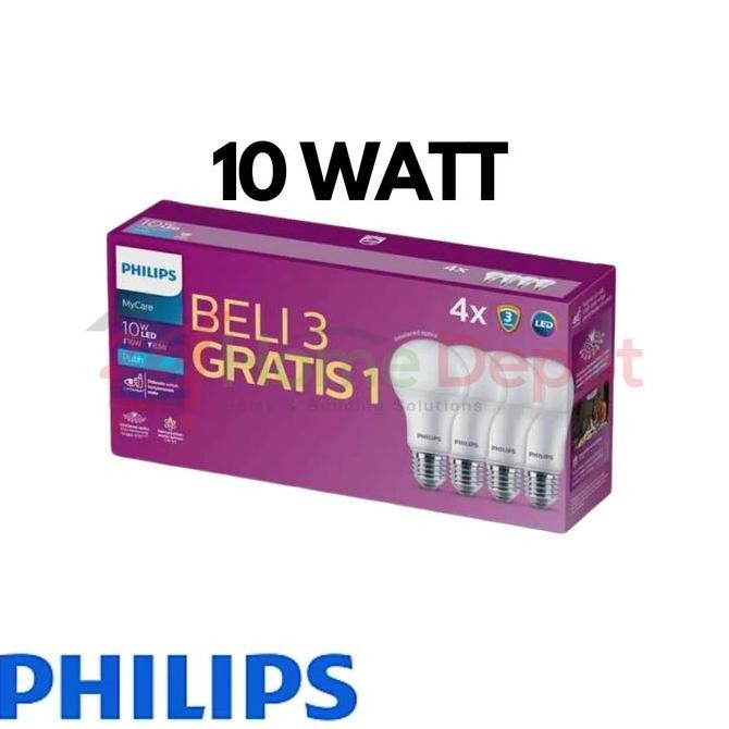 HARGA DISC - Bola Lampu LED Philips MyCare Bohlam LED 10 Watt Beli 3 Free 1
