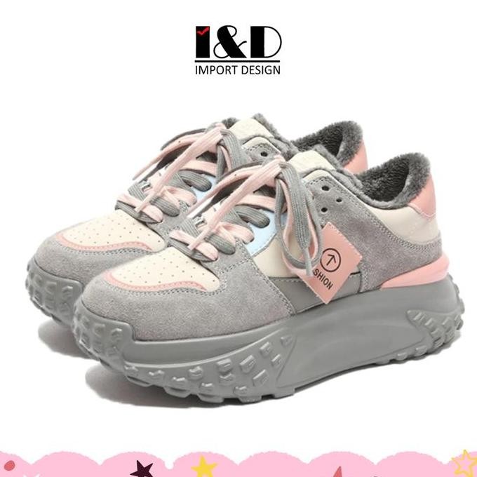 DF361>> [ Import Design ] Sepatu Sneakers Wanita Casual Shoes Sepatu Putih Hitam Import Karet Inject