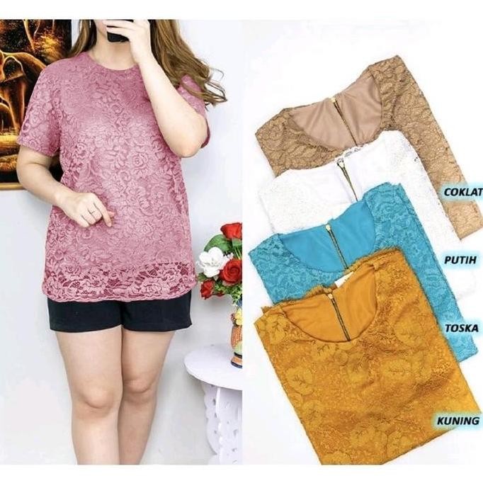 Blouse sifana brukat 3 ukuran L-XL-XXL/atasan wanita terbaru/ATASAN BRUKAT/BLOUSE KEKINIAN Brokat Pe