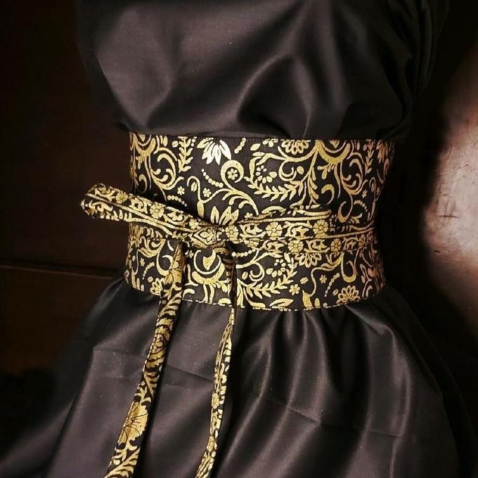 Obi Belt Gold Batik Prada Kembang / kecubung