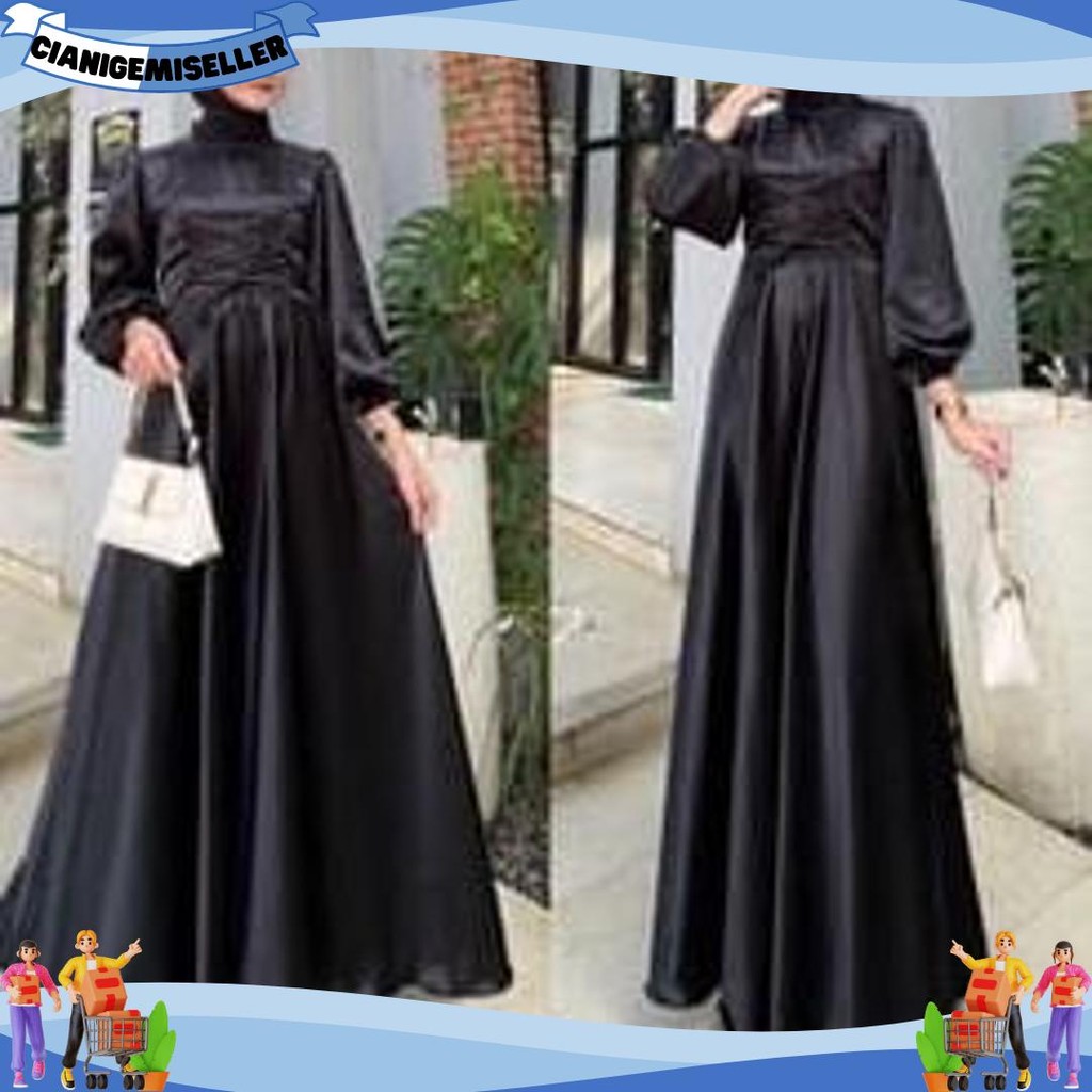 Mila dress muslim korea satin - Gamis kondangan - Gamis bridesmaid - Gamis muslim - Gaun pesta Grosi