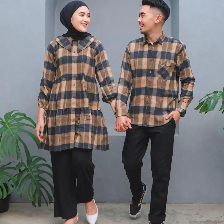 Bisa Cod Naliza - Aiden Family Couple Flanel Tunik Dan Kemeja / Baju Couple Keluarga Po-132
