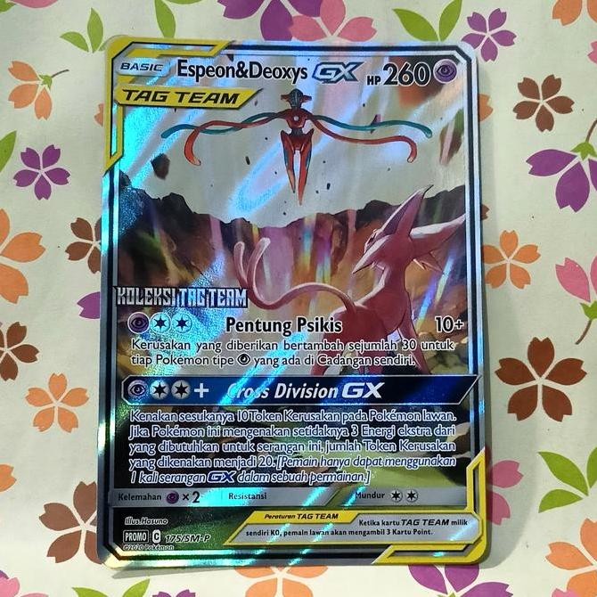 espeon & deoxys tag team GX RR promo 175/SM-P pokemon tcg indonesia Rare Original