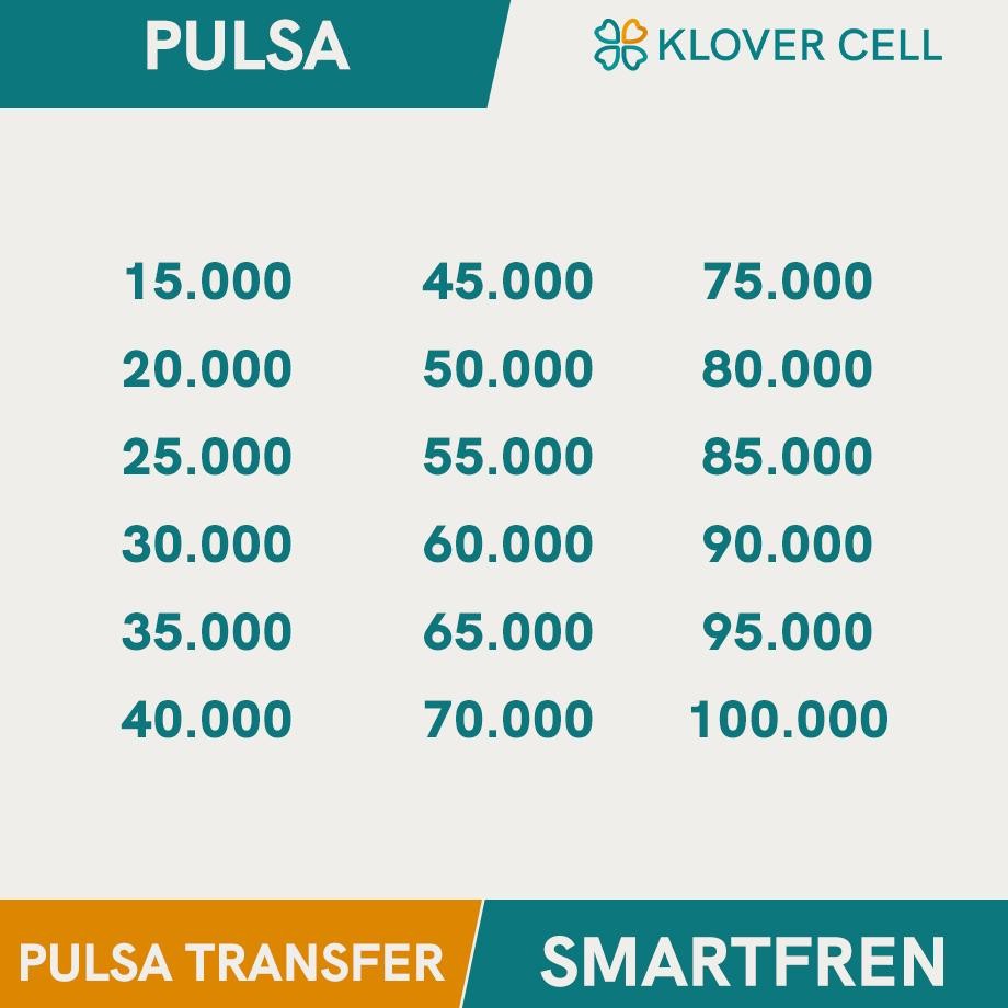 Pulsa Transfer Smartfren 15K 20K 25K 30K 35K 40K 45K 50K 55K 60K 65K 70K 75K 80K 85K 90K 95K 100K Tr