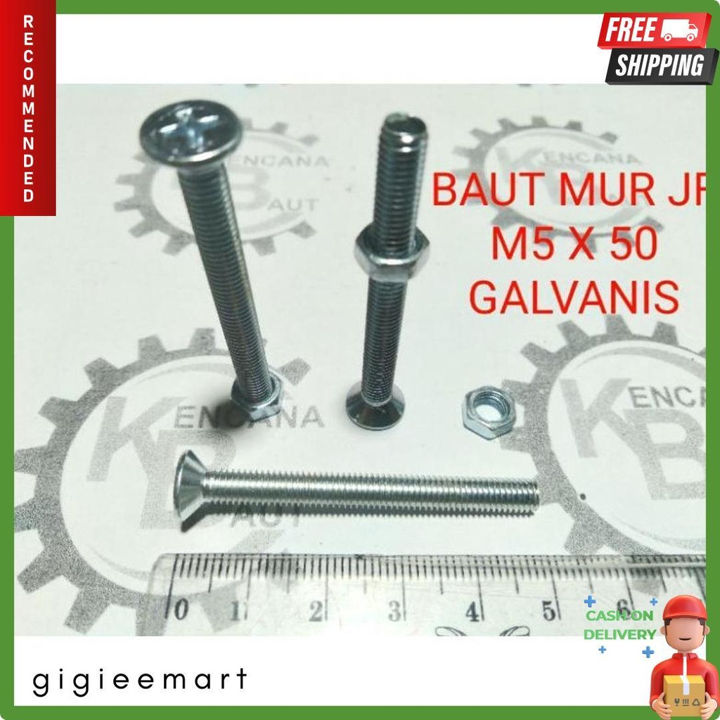 50% Off Baut Mur Jf M5 X 50 Galvanis Kunci Obeng Plus Panjang 5 Cm