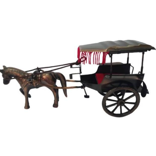 (BISA COD) Miniatur Andong Kereta Kuda - Delman Bahan Besi - Souvenir Jogja Candi Prambanan