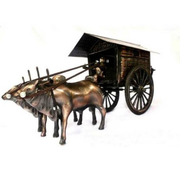 TERMURAH TERLARIS Miniatur Delman Gerobak Andong Dua Sapi Bahan Logam Dekorasi Pajangan Souvenir