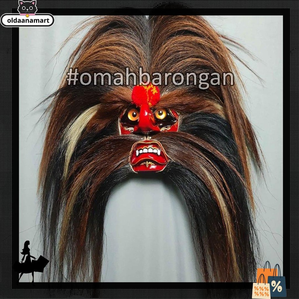 Topeng Ganongan Premium Full Bulu Kuda Asli Rambut Nyulak Gratis ongkir