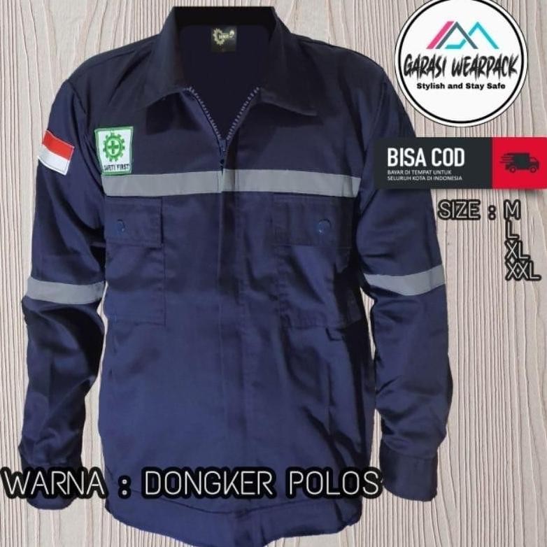 wearpack safety/ baju proyek /kemeja kerja /Dongker polos original