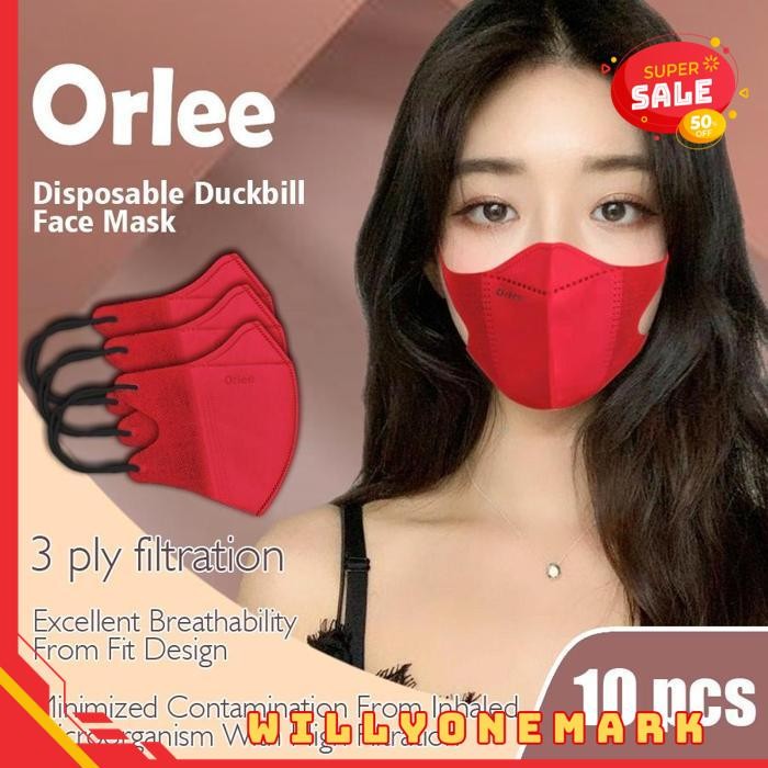 MASKER DUCKBILL EARLOOP CANTOL KUPING EMBOS MERK ORLEE  PCS GROSIR 1 KARTON ISI 200 PACK ISI PER PAC