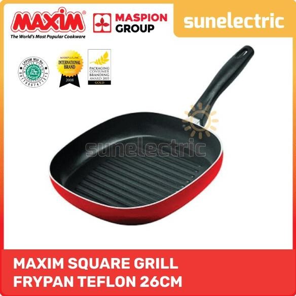 Maxim Valentino Square Grill / Panci Penggorengan Wajan Pemanggang Ayam / Ikan Kotak 26 cm