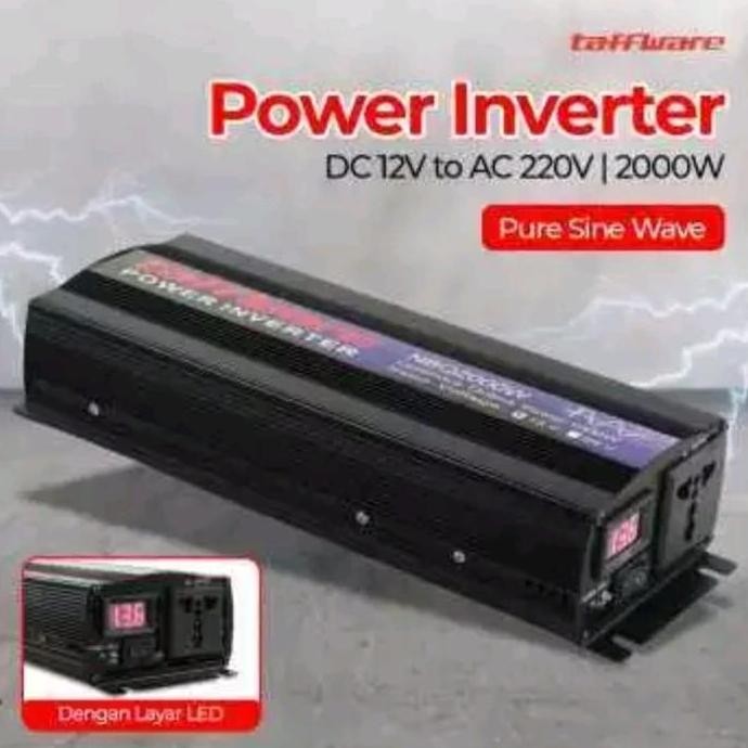 POWER INVERTER TAFFWARE 2000W 2000 W WATT DC 12V TO AC 220V PSW PURE ORIGINAL DAN TERPERCAYA