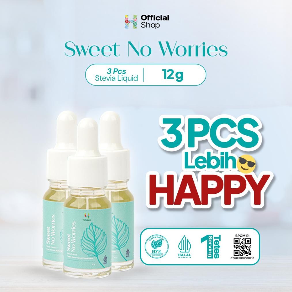 

PAKET HEMAT - 3 Herbalant Stevia BPOM12 gr | Stevia Cair | Stevia Tetes | Gula diet | Gula stevia