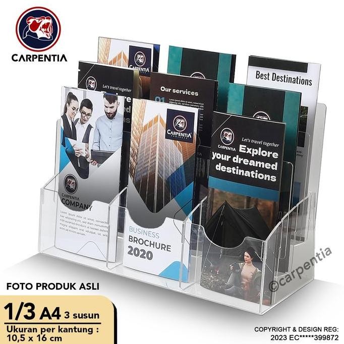 

Carpentia Tempat Brosur Akrilik Tingkat [/ A4 - A6] Tipe E - Susun [Acrylic Display Holder, Kantong Flyer, Standing]