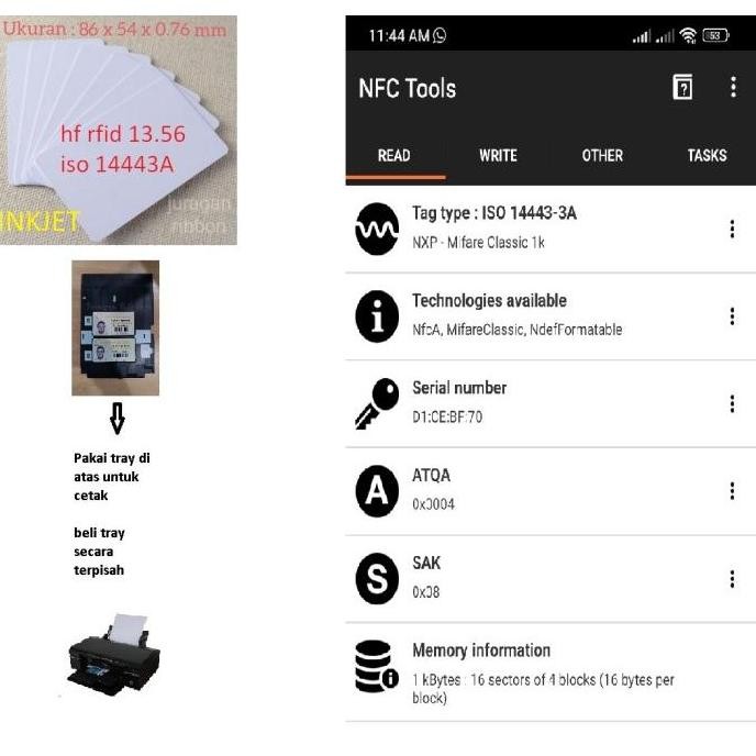 TERLARIS - PVC ID CARD INKJET RFID .6 iso 444A chip F08 high quality