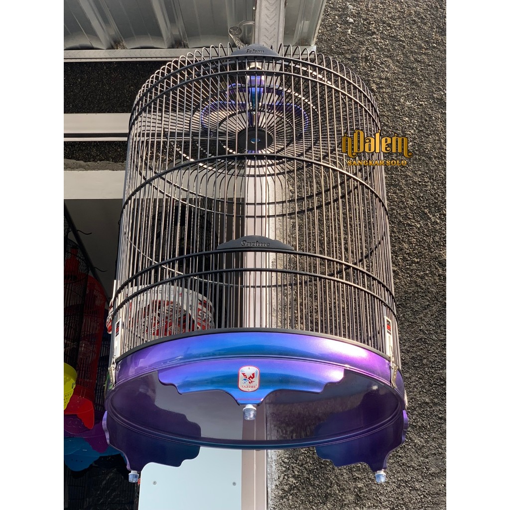 SAZIME LAVENDER TEBOK PVC NO 2 D58 ( FREE PACKING KAYU ) SANGKAR BURUNG BULAT MURAY / MURAI BATU