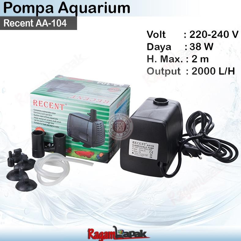 Pompa kolam Aquarium RECENT AA-104 Pompa Aquarium Recent AA-104 Pompa Aquarium 104