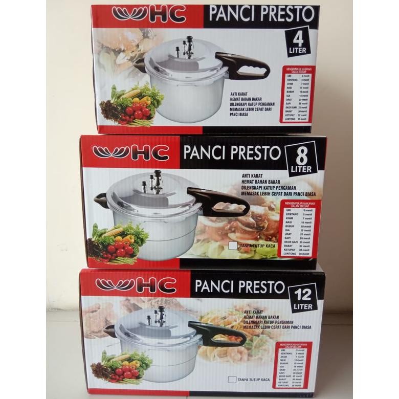 HC Panci Presto 4 liter 8 L Stainless Steel Anti Lengket Steamer Presssure Cooker Happy Call 4L 8L 4
