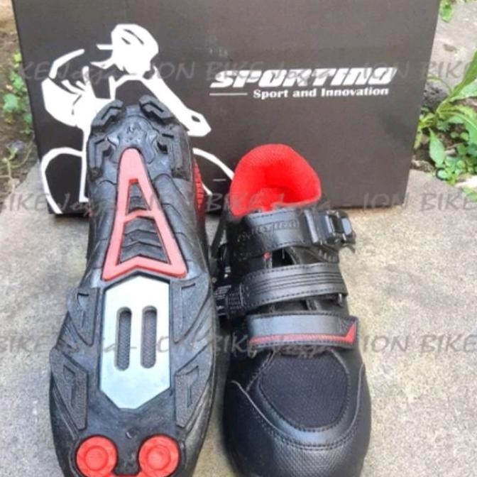 Promo Sepatu Cleat MTB Untuk Sepeda Sportino Touring Black Red Size 41-44 Mu COD