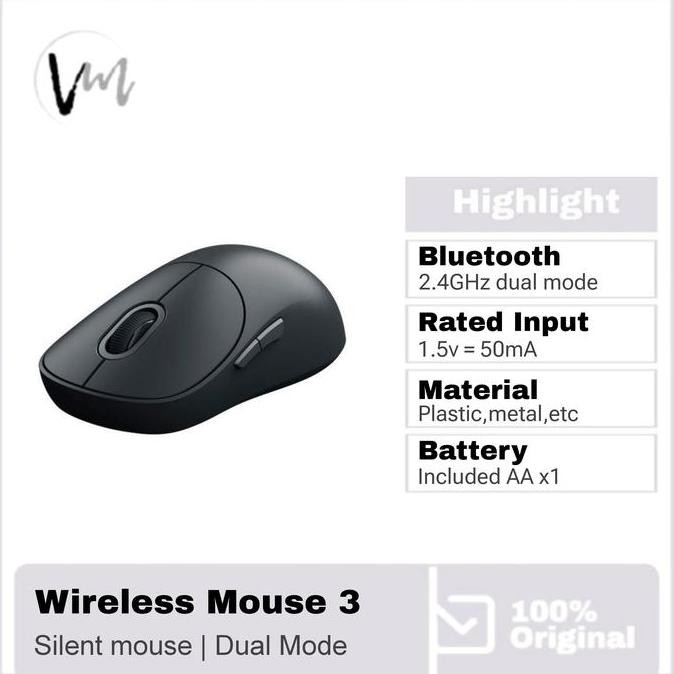 NEW Xiaomi Wireless Mouse 3 Bluetooth 2.4GHz DualMode 1200DPI USB Receiver