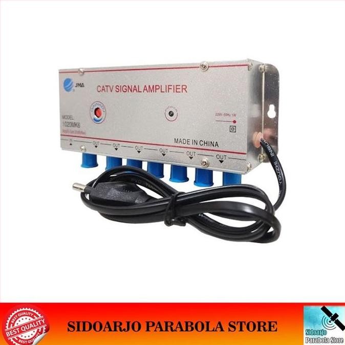 Booster Antena Tv Uhf Vhf Digital & Tv Kabel Catv Amplifier Splitter 6 Way 20Db Jma-1020Mk6
