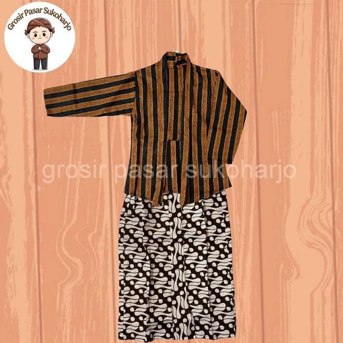 DV103 >> Kebaya lurik anak / pakaian lurik anak / pakaian adat jawa anak / kebaya anak perempuan / s