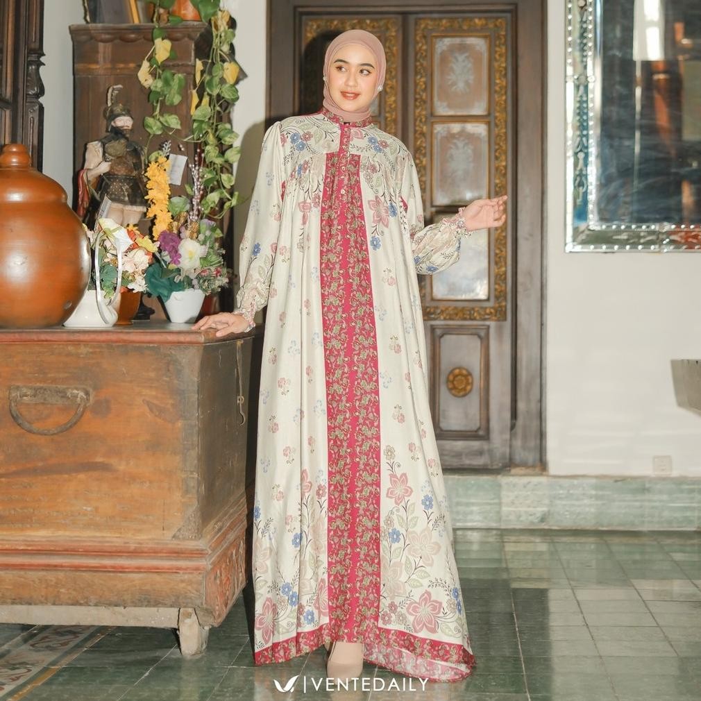 Ventedaily - Neona Gamis Bumil Dress Jumbo Rumahan Longgar Homedress Motif