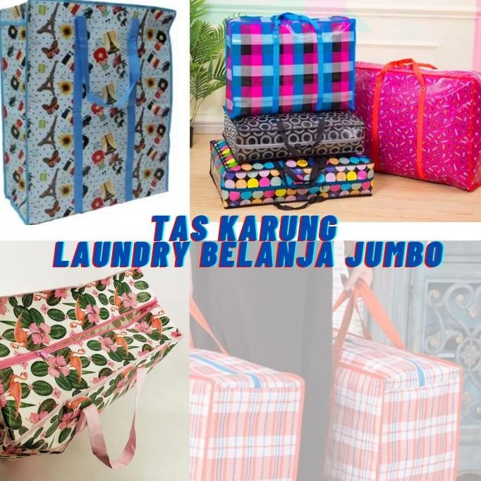 Tas LAUNDRY Tas Karung Belanja Besar Jumbo - Tas Londry Kain Terpal Jumbo - Tas Belanja Lipat