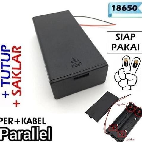 Battery Box Holder Tempat Batere 18650 + Tutup Saklar Switch On-Off