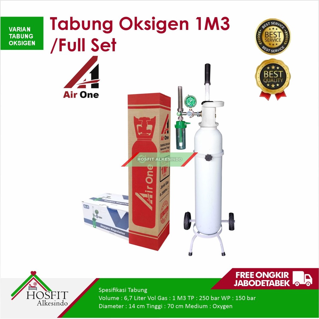 3in1 Tabung Oksigen Set 1m3 - Tabung Oksigen Lengkap 1m3