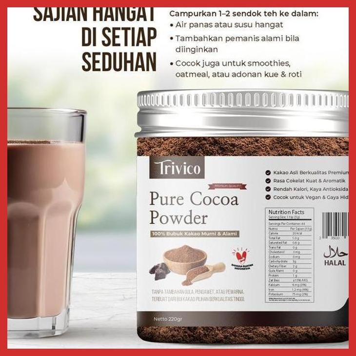

COD TRIVICO COCOA POWDER 220GR COKELAT BUBUK PREMIUM TANPA GULA | VEGAN FRIENDLY & NON ALKALI [BUMBU OLAHAN MAKANAN]