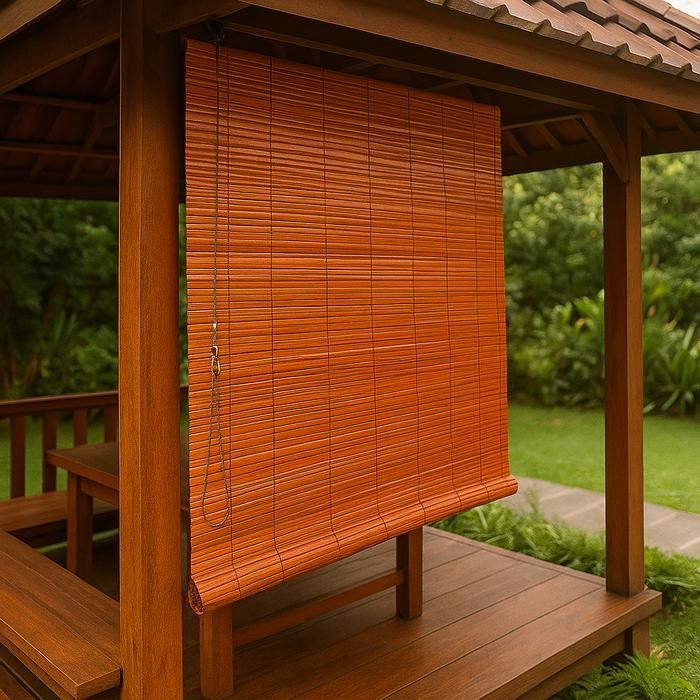 tiray krey bambu sawit tirai krei outdoor ukuran 1,5x2 meter sudah dapat penggulung