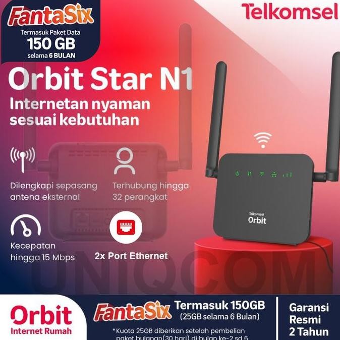 TERBARU - Telkomsel Orbit Star N1 Modem WiFi 4G High Speed Free 150GB + Antena