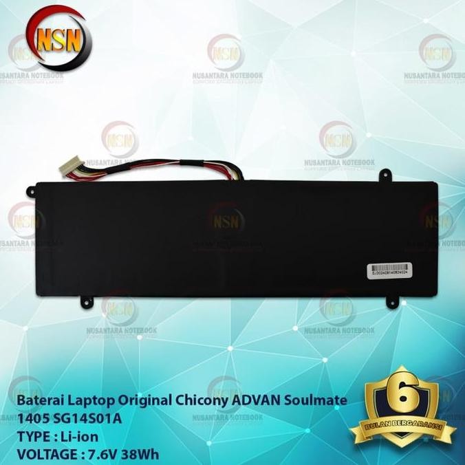 NEW Baterai Chicony For ADVAN Soulmate 1405 SG14S01A 7.6V 38Wh Original