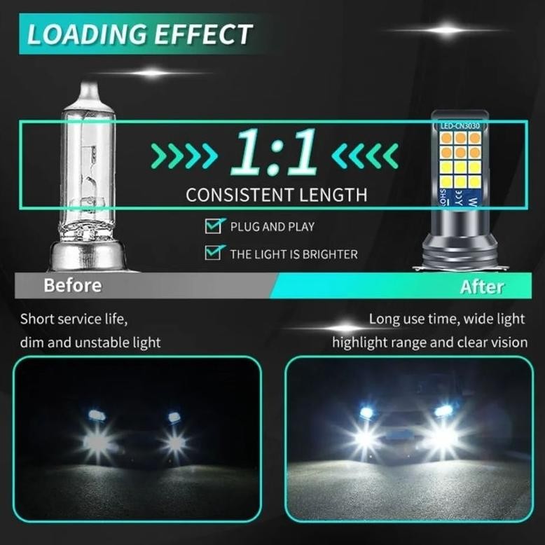 Lampu foglamp dua warna H8 H9 H11 H16 lampu kabut