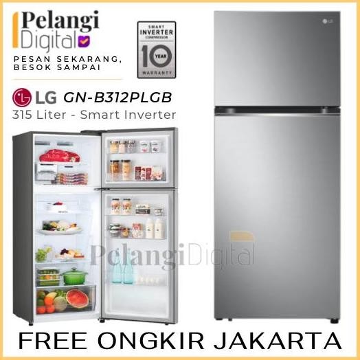 TERLARIS - LG B312PLGB Kulkas Dua 2 Pintu Smart Inverter Linear Cooling 315 Liter