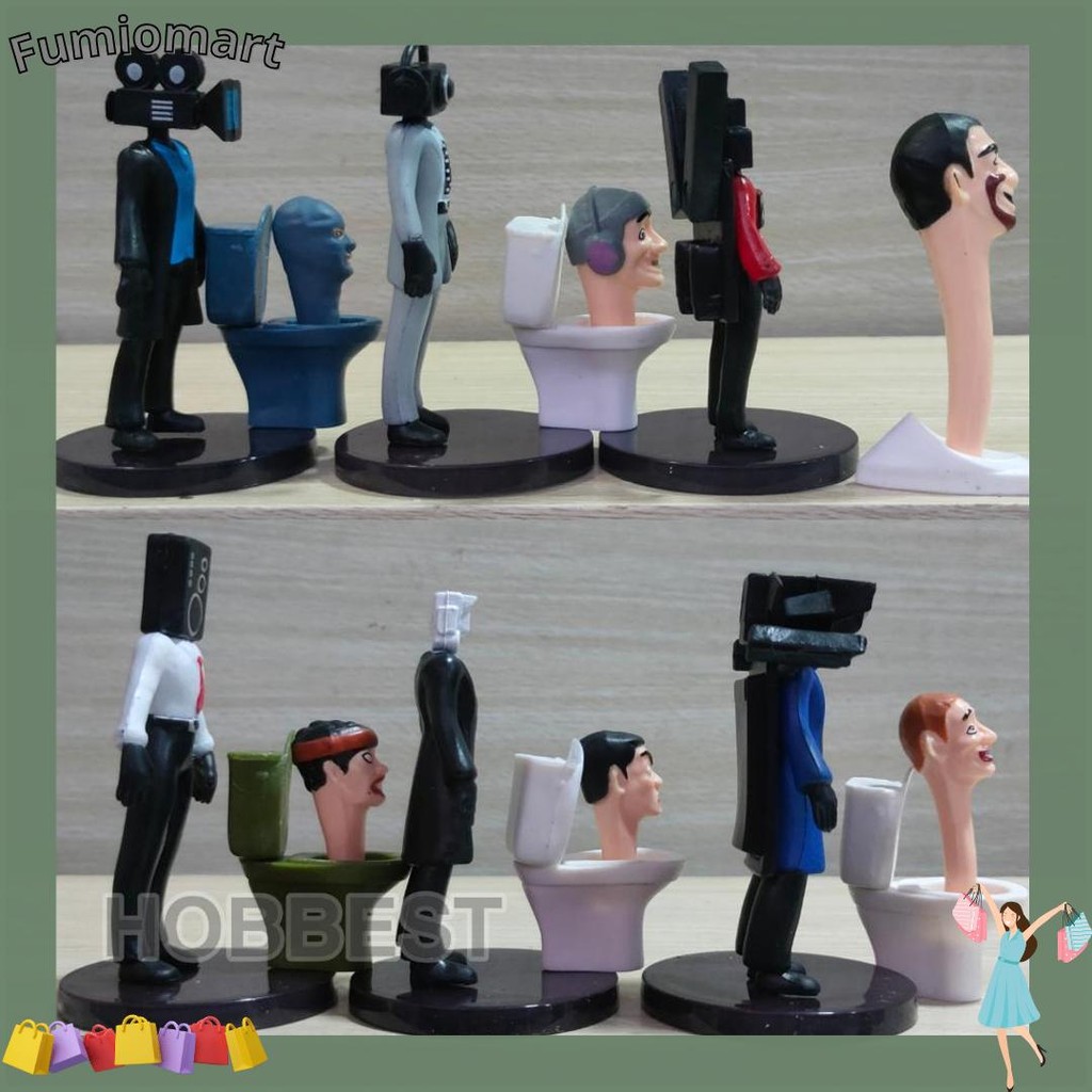 Terlaris Action Figure SKIBIDI TOILET set - Miniatur Pajangan Mainan Kepala Radio TV Man Topper Kue 