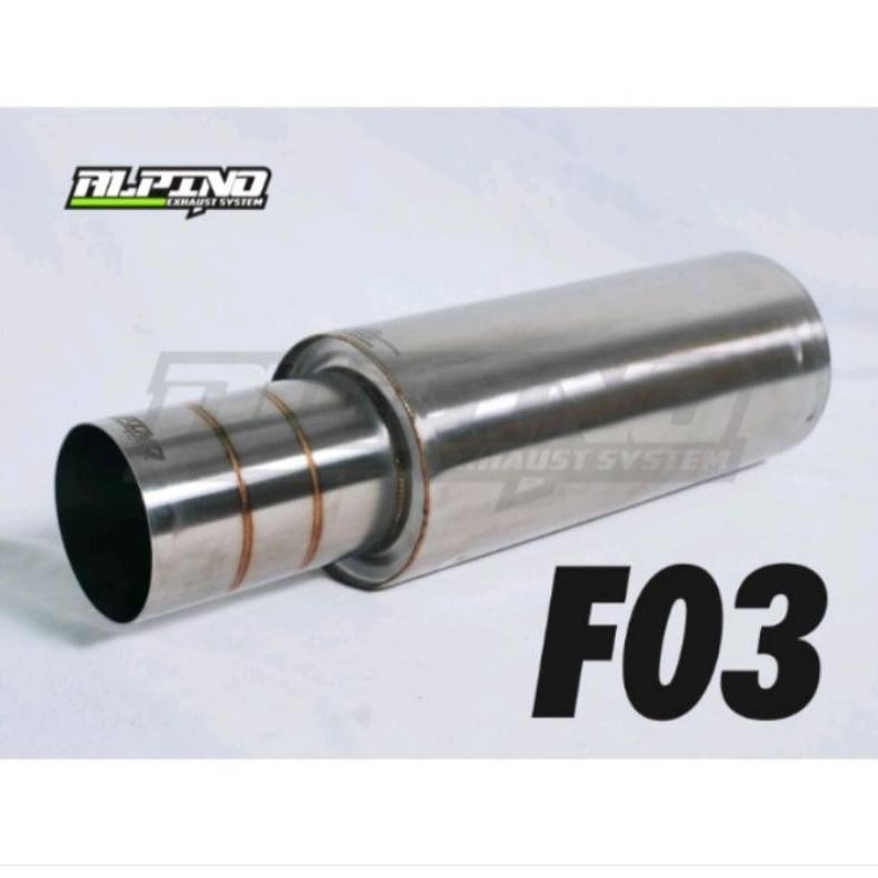 Knalpot ALpino exhaust  F03 polos besar  untuk semua mobil jazz,brio,mobilio,vios,yaris,avanza,xania
