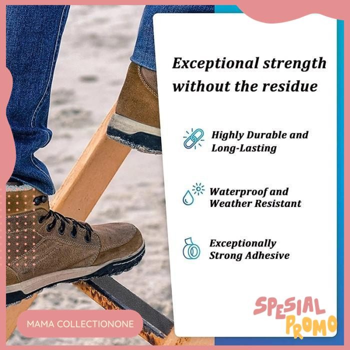 STIKER LAKBAN TEMPEL LANTAI ANTI SLIP TAPE LICIN PLAKBAN ASPAL PASIR SILIKA PVC KASAR LEBAR 5CM PANJ