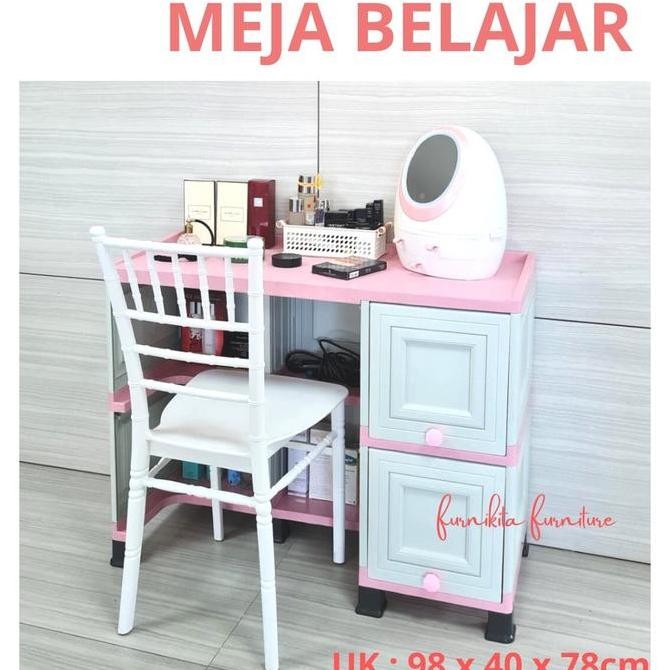 MEJA TULIS CLUB SOHO MEJA BELAJAR ANAK PINK MINIMALIS PUTIH [CLBBOX]