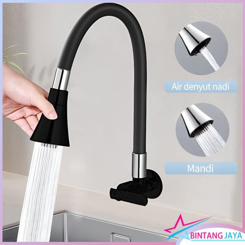 Racun Shopee Fsd-34 Sus304 Kran Angsa Fleksibel Kran Cuci Piring Hitam Kran Cuci Piring Dinding Anti