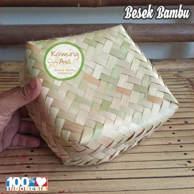 (Good) Besek Bambu Pipiti Kotak Anyam 18x18 Sepasang