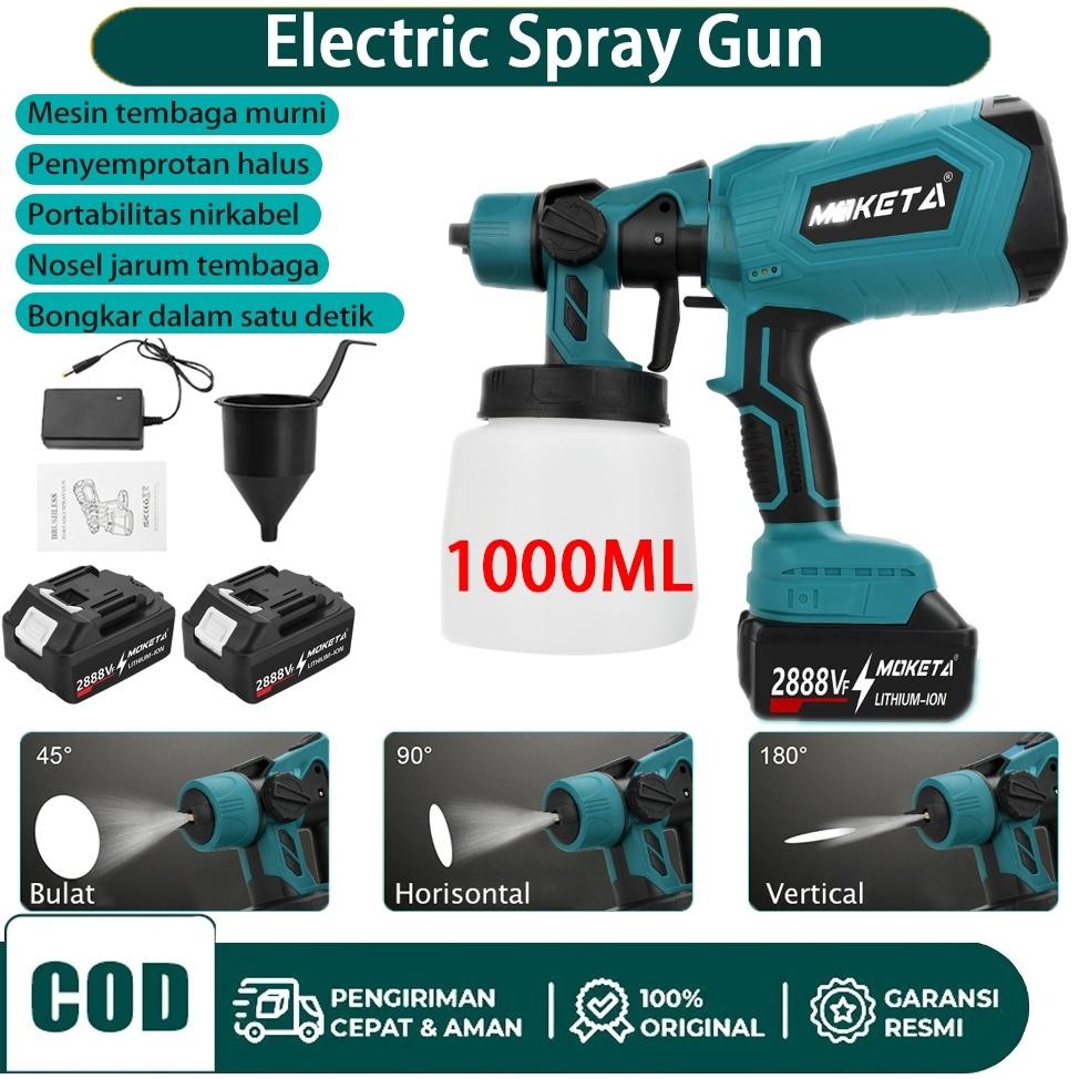MOKETA 1000ML Electric Spray Gun 3000W Pistol Semprot Listrik Paint Semprot Cat Alat Semprot Cat Sem