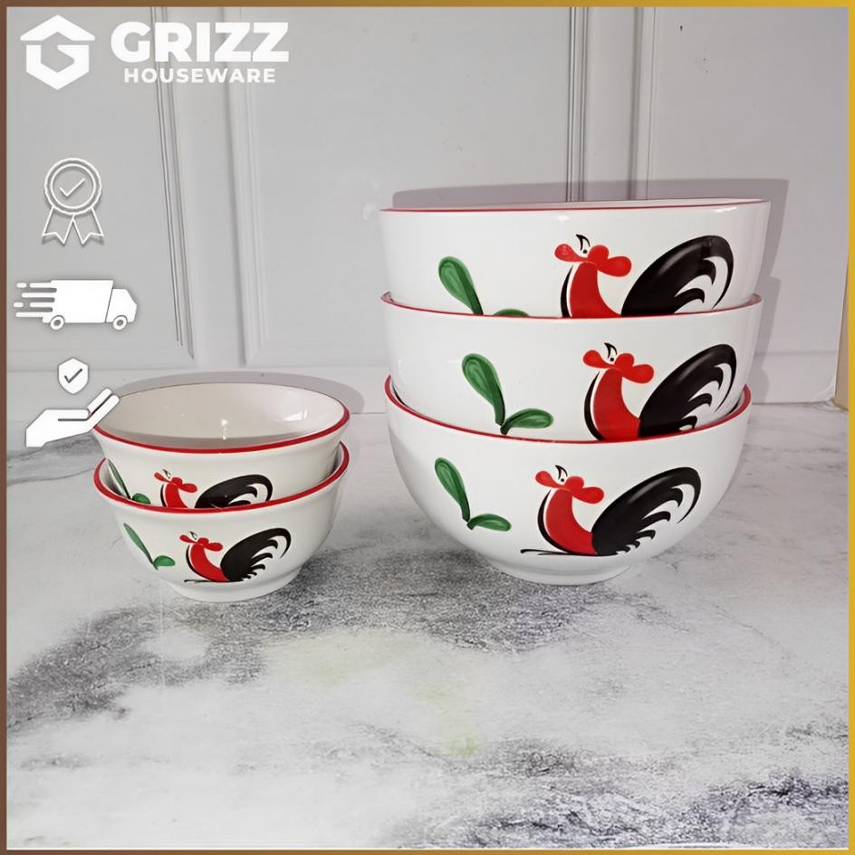 Kedaung Mangkuk Sayur / Vegetable Bowl Kukuruyuk 4'5 Inc Mangkok Nasi Kopin Ayam Jago Ukuran 4,5 Inc