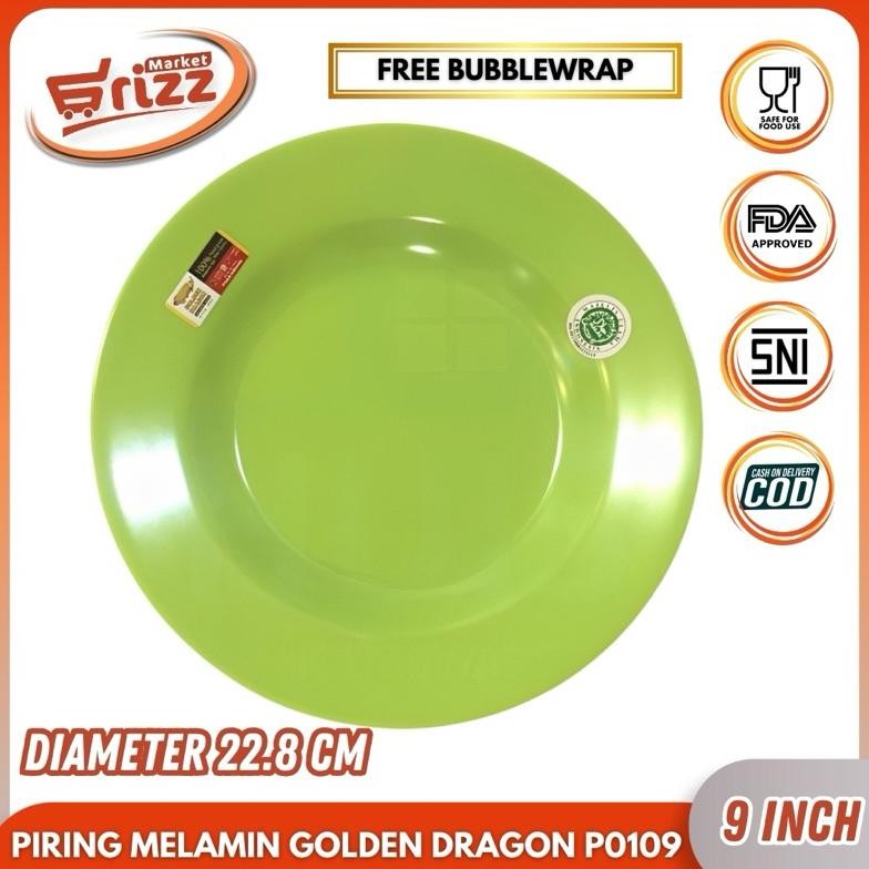 Grizz Piring 9Inch - Golden Dragon Melamin (P0109) Ready