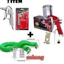 PAKET Spray Gun - Alat Semprot Cat spet Spray Gun F75G Semprotan Cat Kompresor Angin tabung atas+sir
