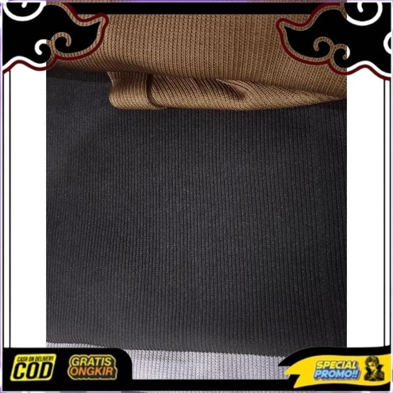 Terbaik Kain Rib Bur Babat 2X1 Bahan Polyester Tebal Warna Hitam Abu Muda Navy Coklat